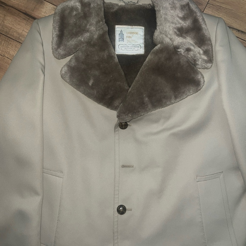 Men's London Fog Outerwear of Distinction Fur Lined Beige Coat Size 40 Regular